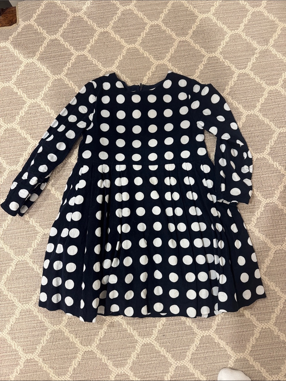 Jacadi Navy and White Polka Dot Long-Sleeve Dress